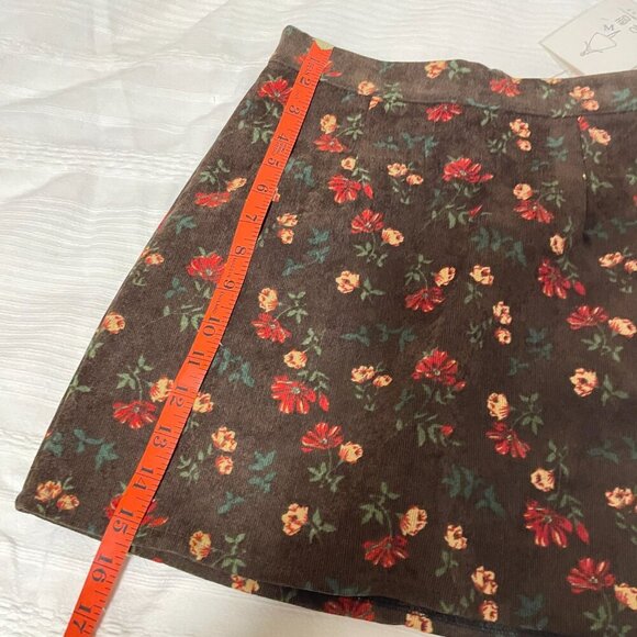 NWT Floral Corduroy A-Line Mini Skirt Brown - XS - Picture 10 of 11